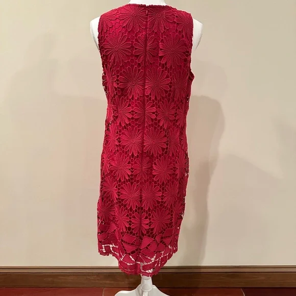 London Times Berry Floral Lace Midi Dress - Picture 2 of 5